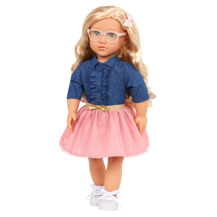 Emily - 46cm Doll - Doll with Blonde Hair & Green Eyes - Doll with Glasses - Toys & Gifts for Girls - Our Generation