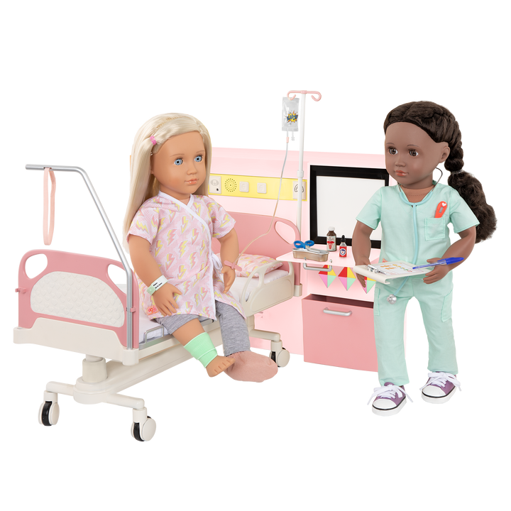 OG Get Well Room - Hospital Playset for 46cm Dolls - Hospital Room - Bed & Medical Accessories for Dolls - Functioning Lights & Sounds - Our Generation UK