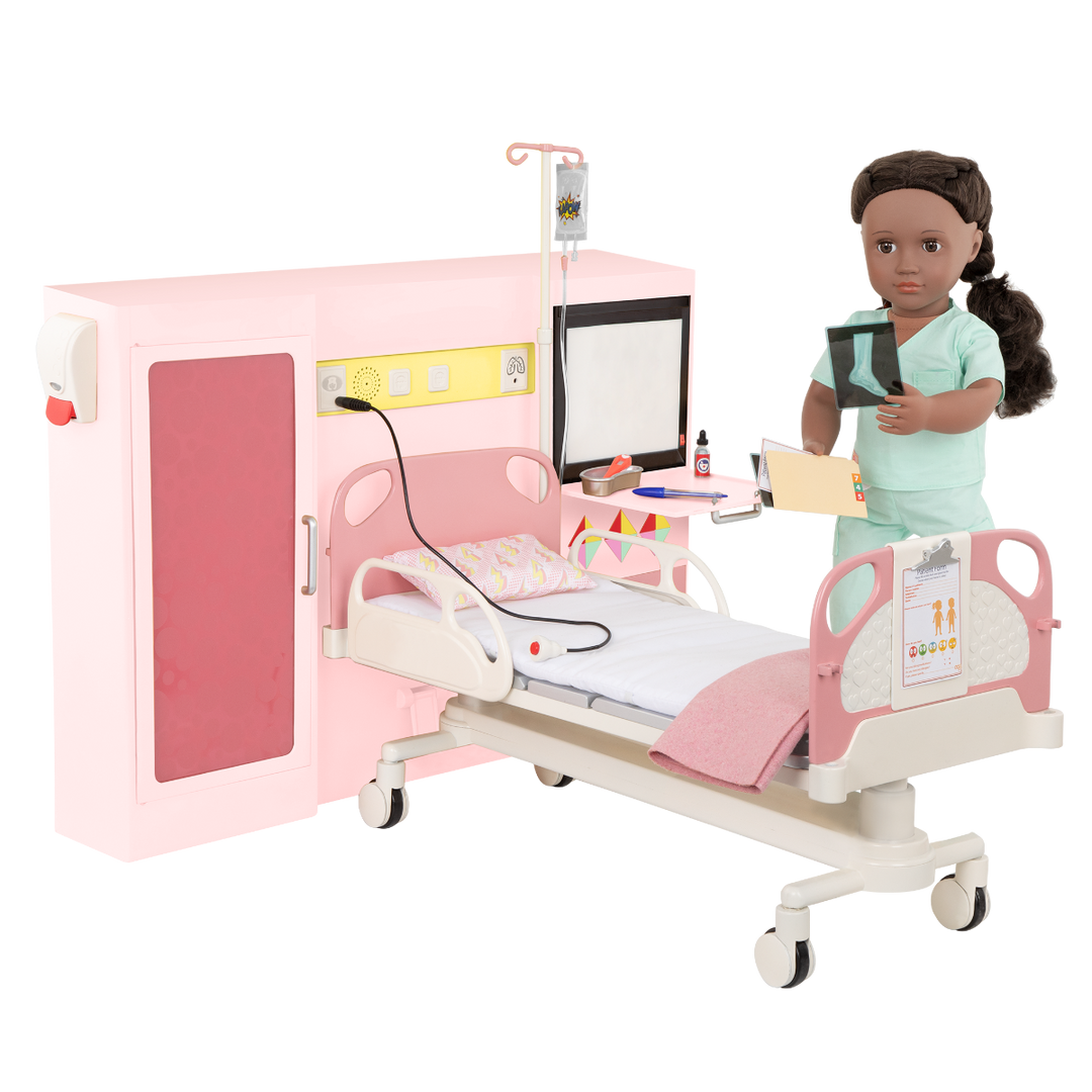 OG Get Well Room - Hospital Playset for 46cm Dolls - Hospital Room - Bed & Medical Accessories for Dolls - Functioning Lights & Sounds - Our Generation UK