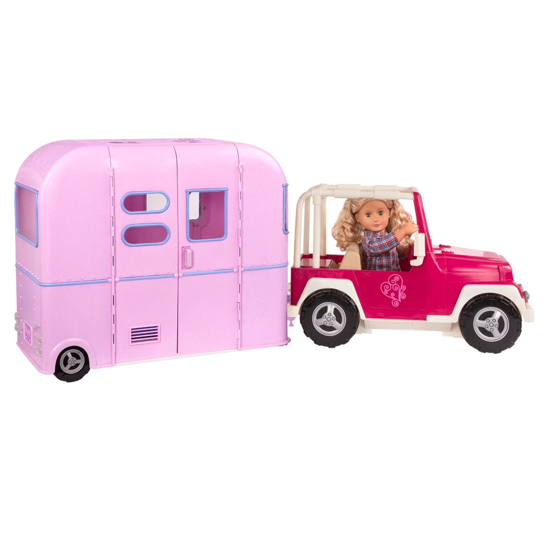 RV Seeing You Camper - Pink Campervan for 46cm Dolls - Caravan & Camping Accessories - Doll Vehicles - Our Generation