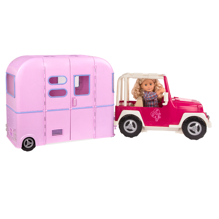 RV Seeing You Camper - Pink Campervan for 46cm Dolls - Caravan & Camping Accessories - Doll Vehicles - Our Generation