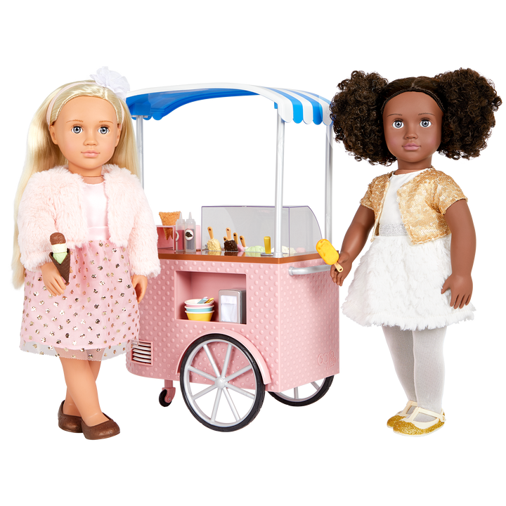 18-inch doll with ice cream cart playset