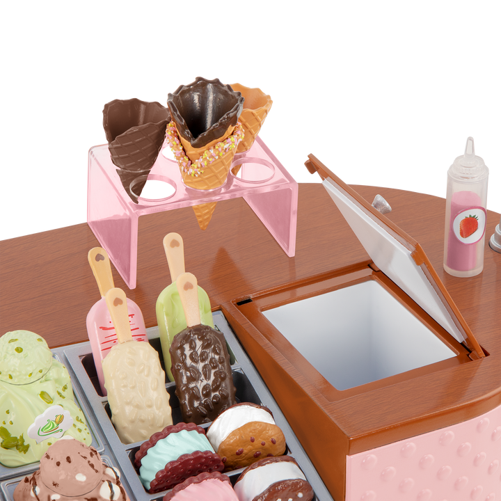 18-inch doll with ice cream cart playset