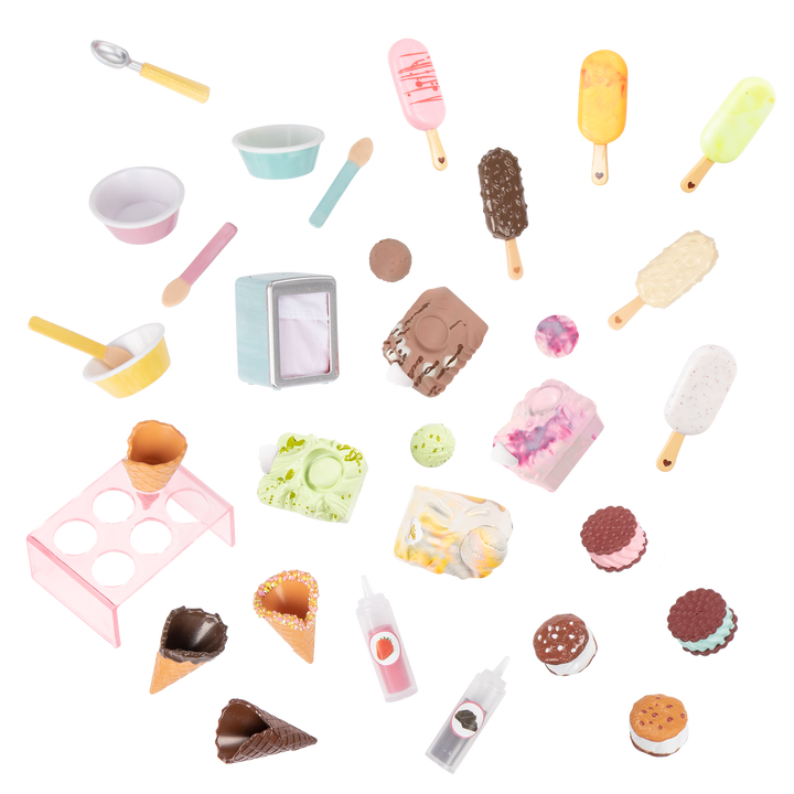 18-inch doll with ice cream cart playset