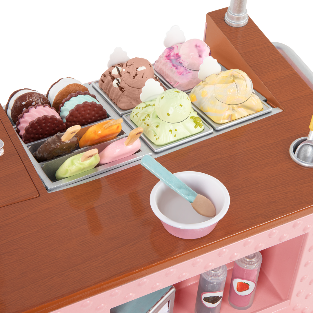 18-inch doll with ice cream cart playset