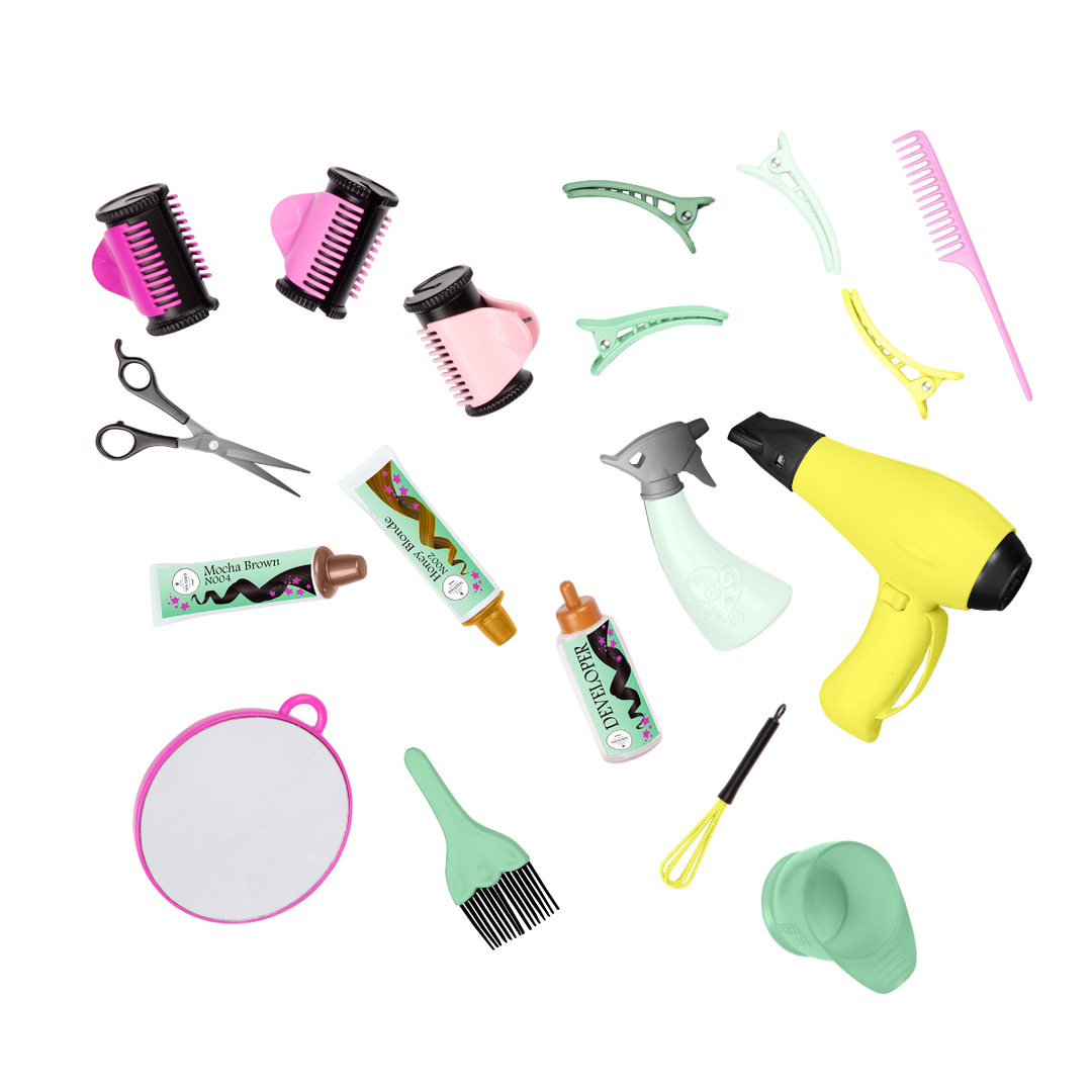 OG Salon Cart - Hair Dresser Salon Trolley in Pink & White - Hair Styling Accessories - Hair Salon Accessory - Our Generation