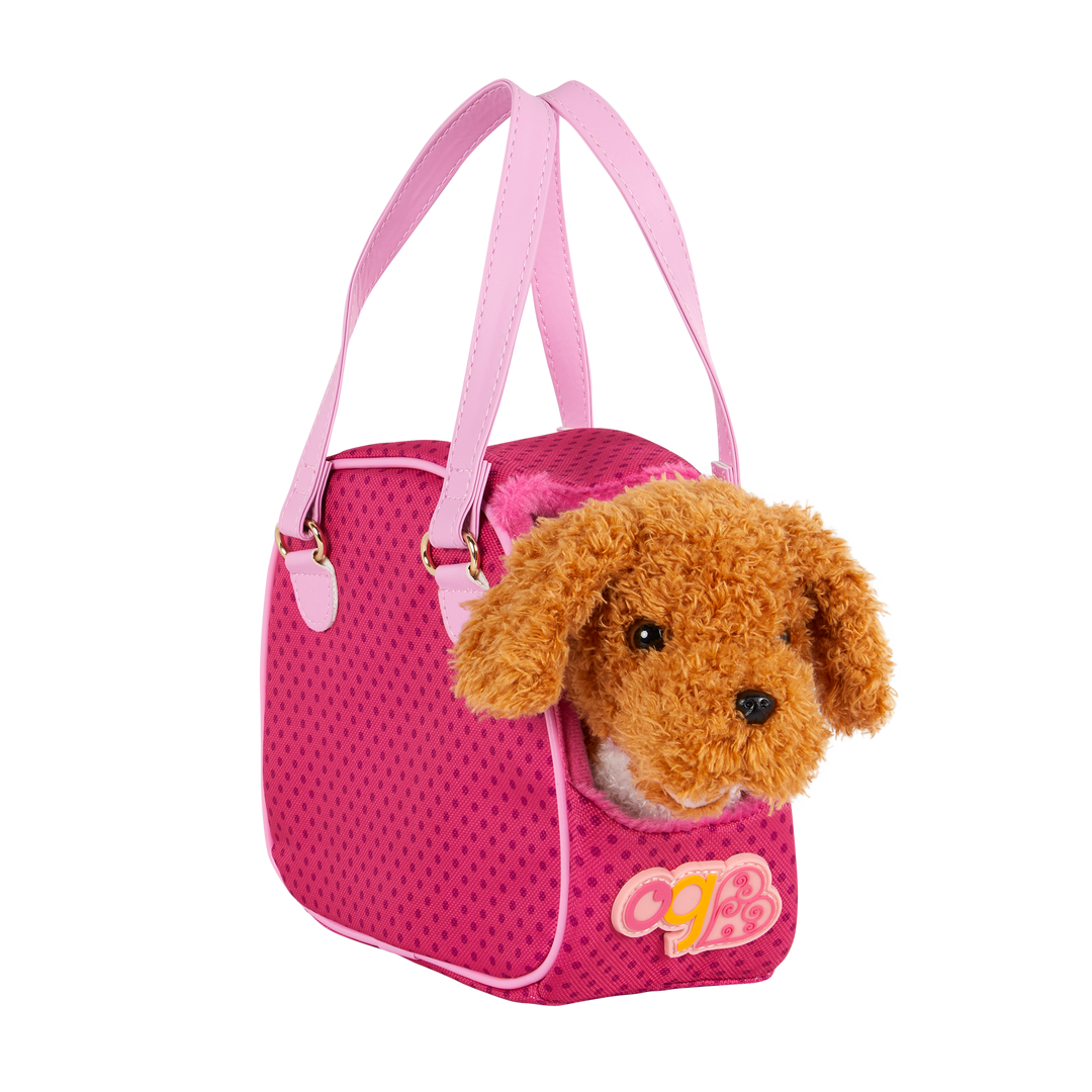 Hop in Dog Carrier - OG Pet Poodle with Pink Carrier - Pet Accessory for 46cm Dolls - Our Generation