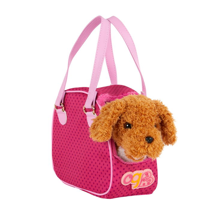 Hop in Dog Carrier - OG Pet Poodle with Pink Carrier - Pet Accessory for 46cm Dolls - Our Generation