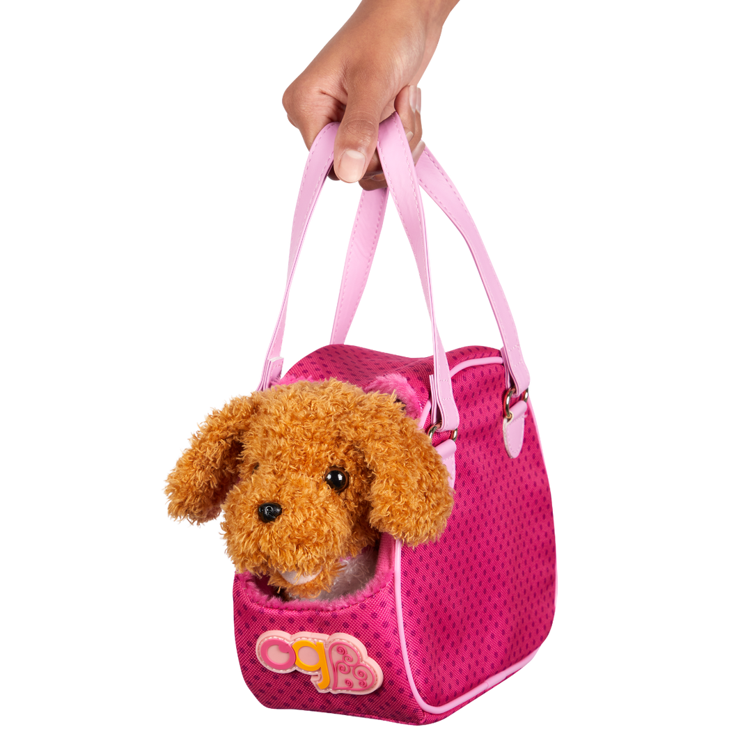 Hop in Dog Carrier - OG Pet Poodle with Pink Carrier - Pet Accessory for 46cm Dolls - Our Generation