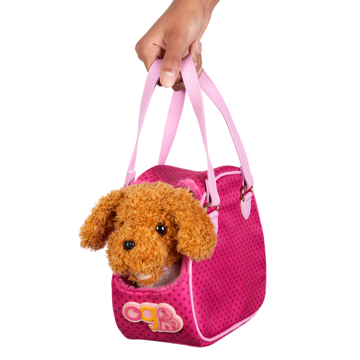 Hop in Dog Carrier - OG Pet Poodle with Pink Carrier - Pet Accessory for 46cm Dolls - Our Generation