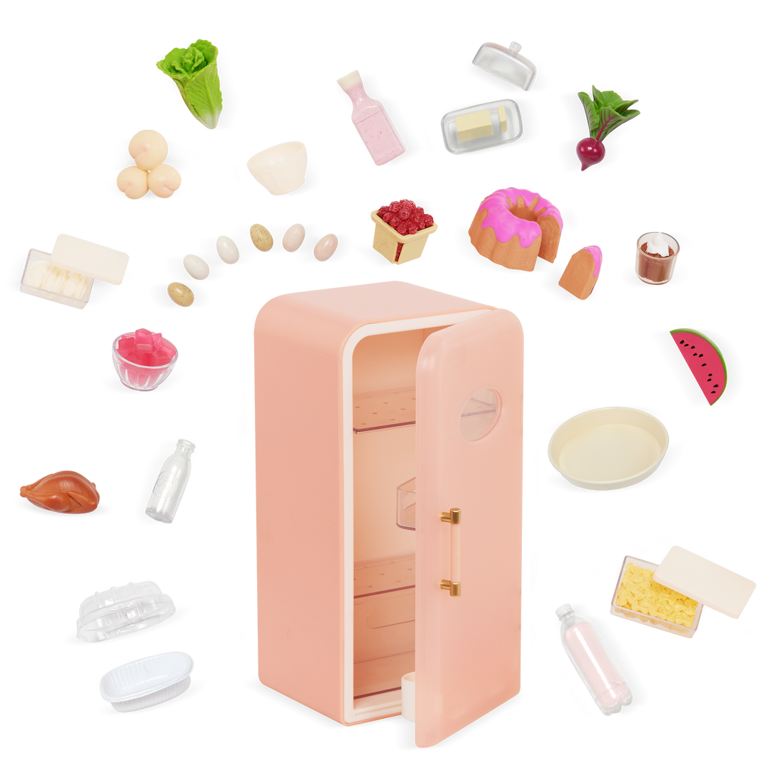 Our Generation Perfectly Fresh Mini Fridge Set for 18-inch Dolls