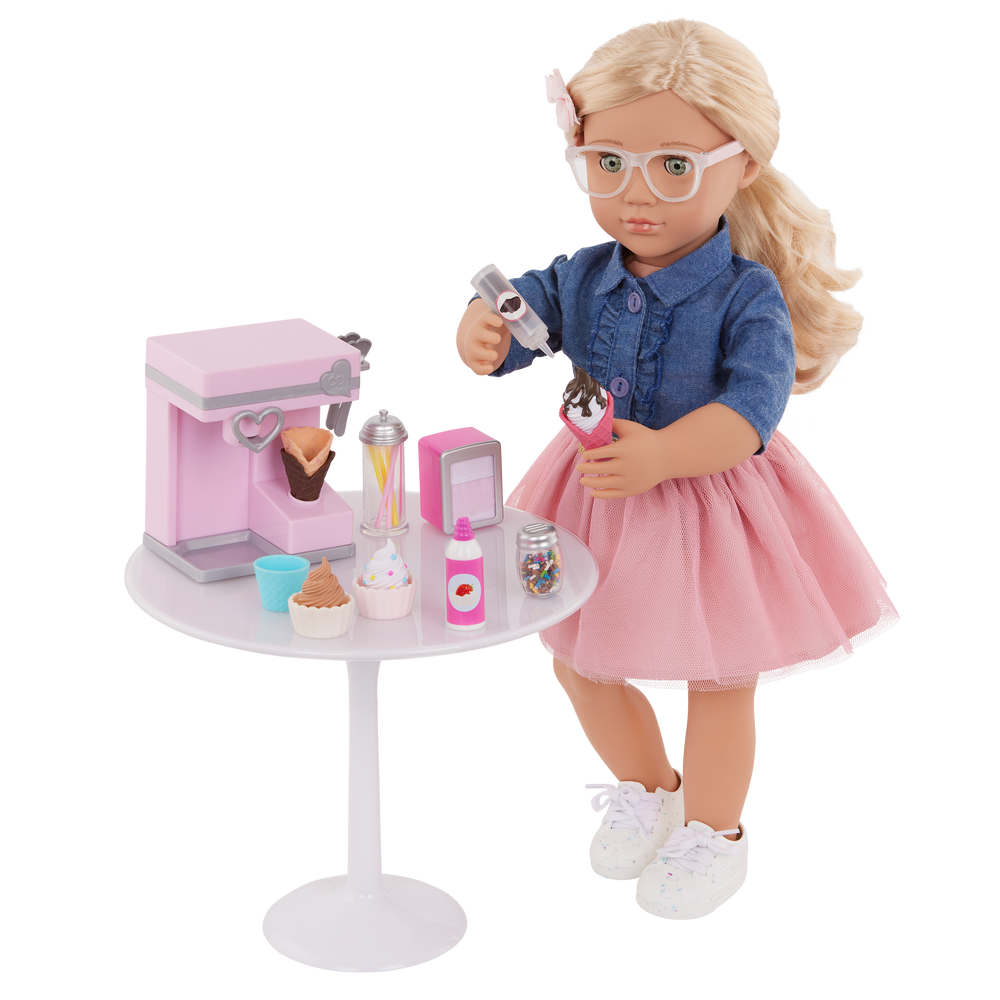 Our Generation Sundae Fun Day Ice Cream Machine Set for 18-inch Dolls