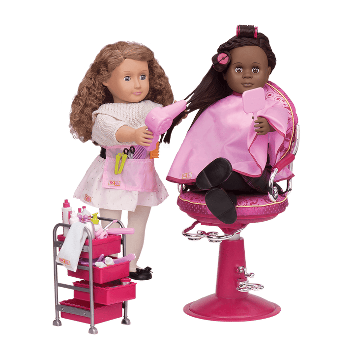 Berry Nice Salon Set - Hair Salon Accessories in Pink - Fashion Playset for Dolls - Our Generation