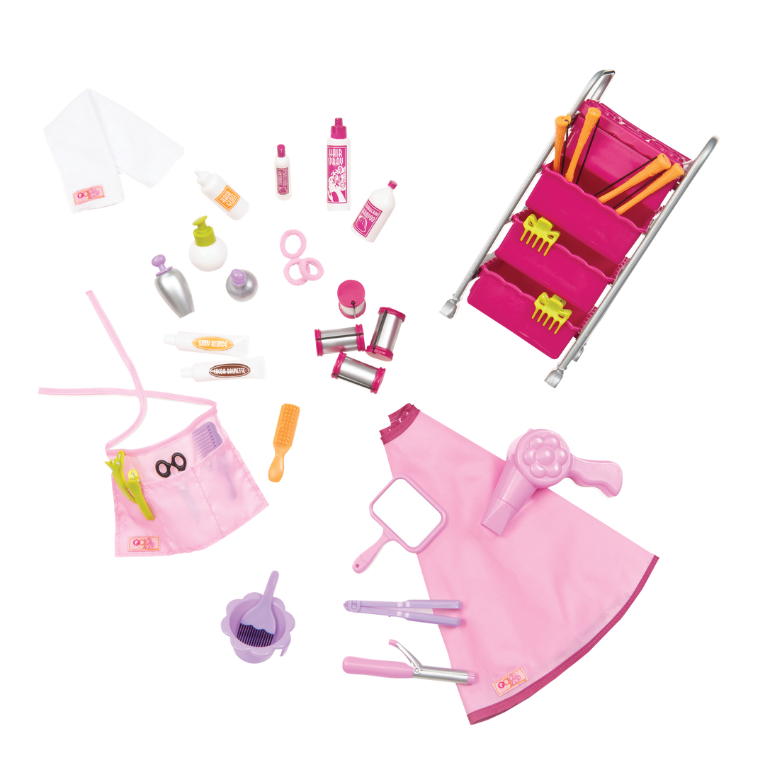 Berry Nice Salon Set - Hair Salon Accessories in Pink - Fashion Playset for Dolls - Our Generation