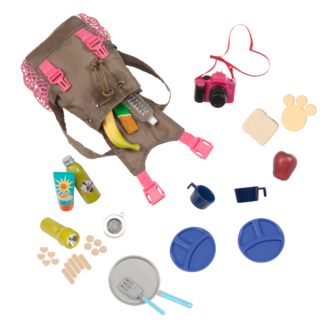 What a Trek Set - Hiking Accessory Set for 46cm Dolls - Doll Rucksack & Outdoor Accessories - Our Generation