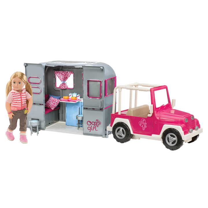 My Way and Highways - Pink & White 4x4 for Dolls - Toy Car for 46cm Dolls - Doll Vehicle - Doll Accessories - Our Generation