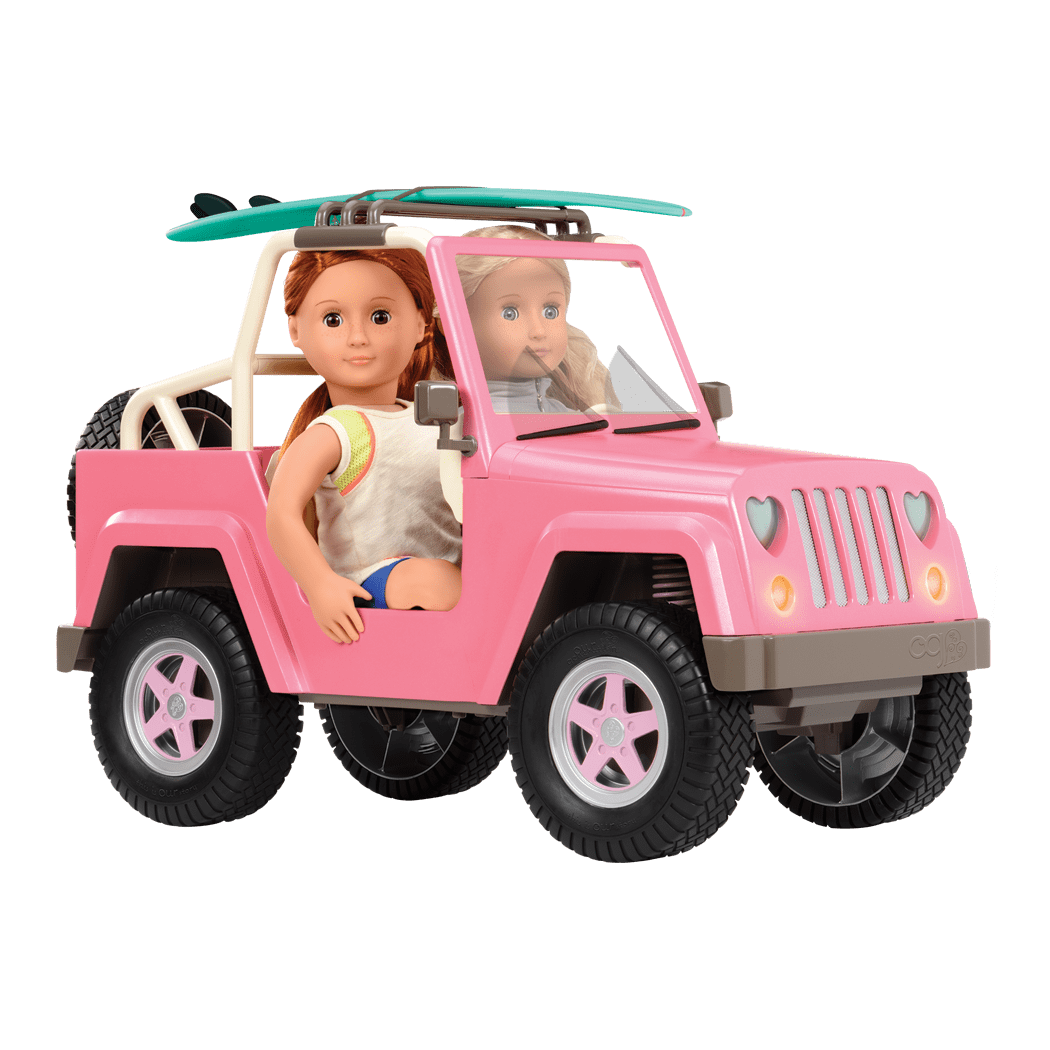 OG Off Roader - Pink & White 4x4 Car for 46cm Dolls - Doll Vehicle with Surfboard - Accessories for Dolls - Our Generation