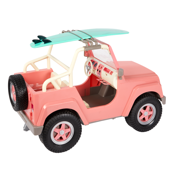 OG Off Roader - Pink & White 4x4 Car for 46cm Dolls - Doll Vehicle with Surfboard - Accessories for Dolls - Our Generation