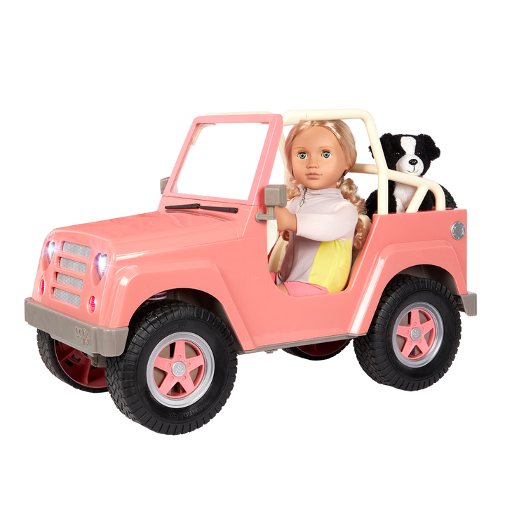 OG Off Roader - Pink & White 4x4 Car for 46cm Dolls - Doll Vehicle with Surfboard - Accessories for Dolls - Our Generation