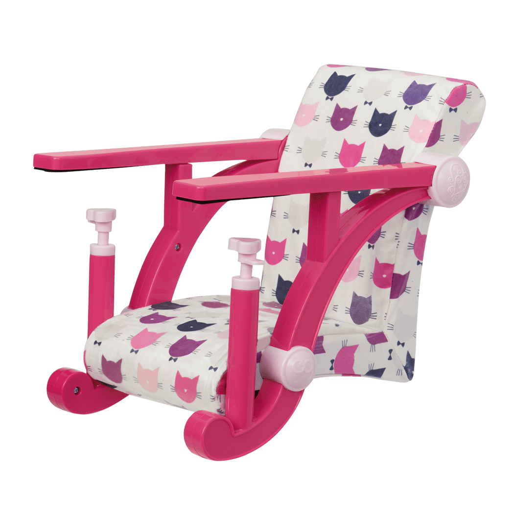 Let's Hang Clip On Chair - Cat Print Doll Chair - Chair for 46cm Dolls - Doll Accessories - Our Generation