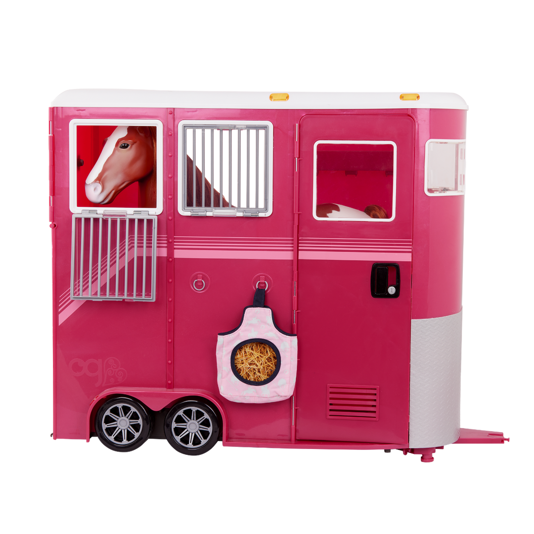 Mane Attraction Horse Trailer - Pink Horse Trailer with Equestrian Accessories - Horse-Rider Doll Accessory Set - Trailer with Car Attachment - Equestrian Accessories for OG Dolls - Award-Winning Toy - Our Generation