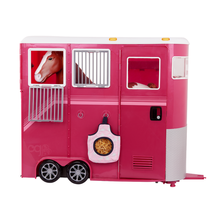 Mane Attraction Horse Trailer - Pink Horse Trailer with Equestrian Accessories - Horse-Rider Doll Accessory Set - Trailer with Car Attachment - Equestrian Accessories for OG Dolls - Award-Winning Toy - Our Generation