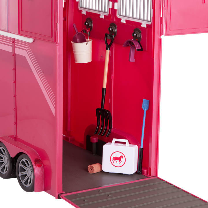 Mane Attraction Horse Trailer - Pink Horse Trailer with Equestrian Accessories - Horse-Rider Doll Accessory Set - Trailer with Car Attachment - Equestrian Accessories for OG Dolls - Award-Winning Toy - Our Generation