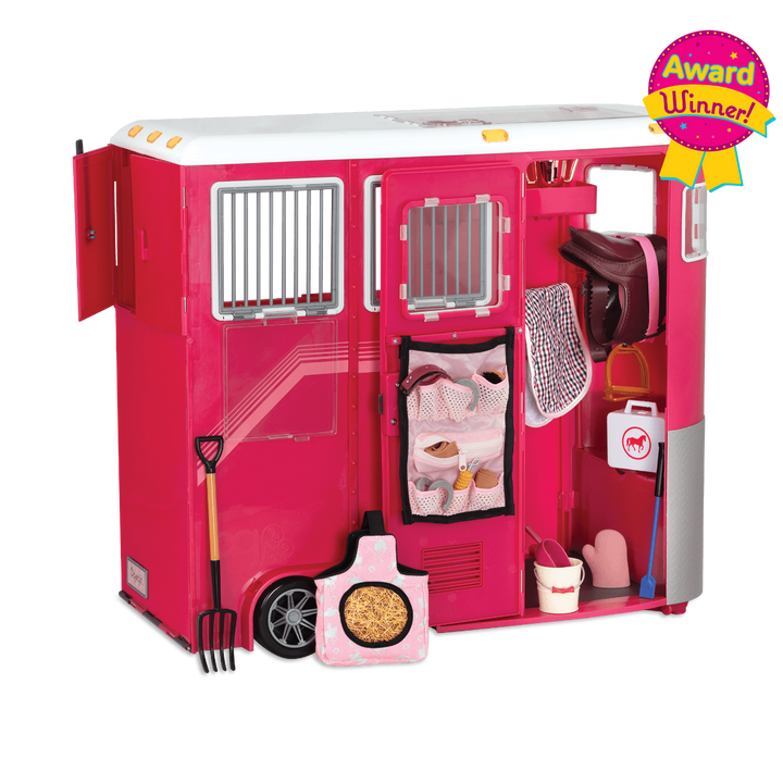 Mane Attraction Horse Trailer - Pink Horse Trailer with Equestrian Accessories - Horse-Rider Doll Accessory Set - Trailer with Car Attachment - Equestrian Accessories for OG Dolls - Award-Winning Toy - Our Generation