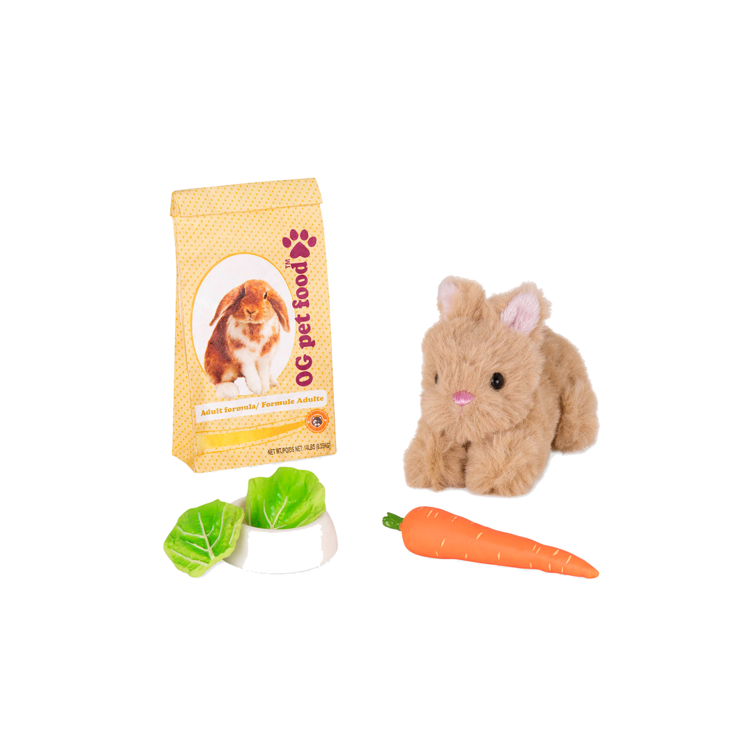 Pet Bunny Rabbit - Rabbit Pet for OG Dolls - Rabbit Food - Doll Accessories - Our Generation