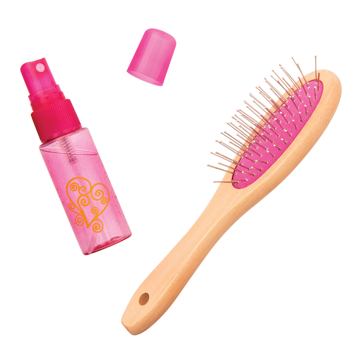 Doll Hair Care Set - Hair Accessories for 46cm Dolls -Wooden Hair Brush & Spray Bottle for Dolls - Our Generation UK