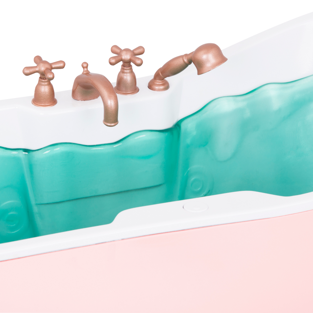 18-inch doll in bathtub playset