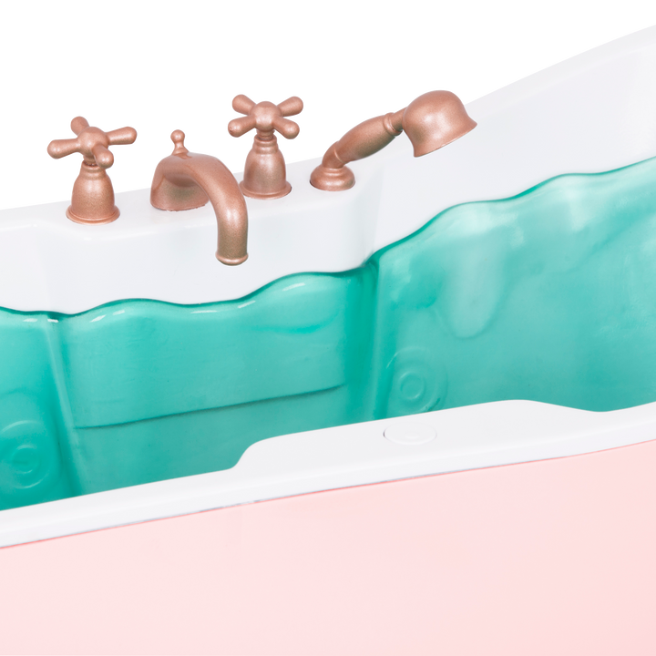 18-inch doll in bathtub playset