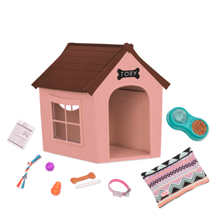 OG Puppy House - Pink & Brown Dog House - Pet Accessories - Doll Accessories - Our Generation