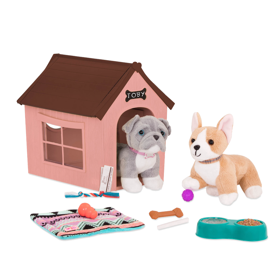 OG Puppy House - Pink & Brown Dog House - Pet Accessories - Doll Accessories - Our Generation