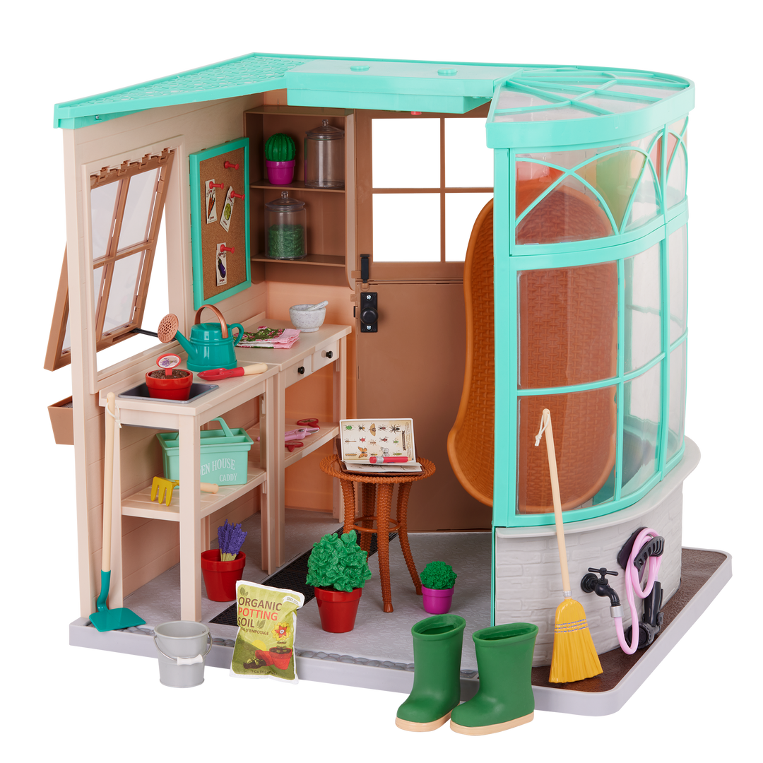 Room to Grow Greenhouse - 46cm Doll Greenhouse - Outdoor & Gardening Accessories for 46cm Dolls - Doll Wellies & Gardening Accessories - Our Generation UK