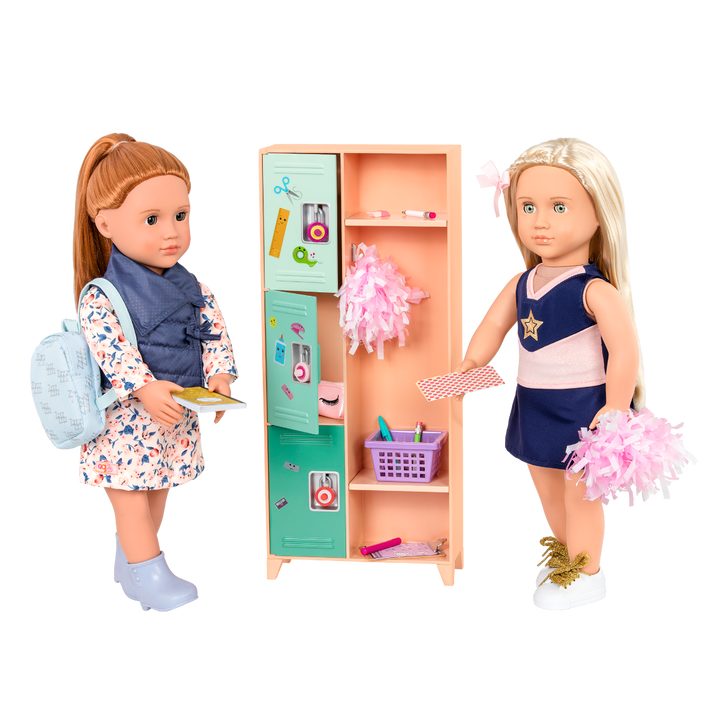 Classroom Cool Locker Set - School Locker Playset - School Accessories for 46cm Dolls - School Supplies - Green Locker with Padlocks - Our Generation UK