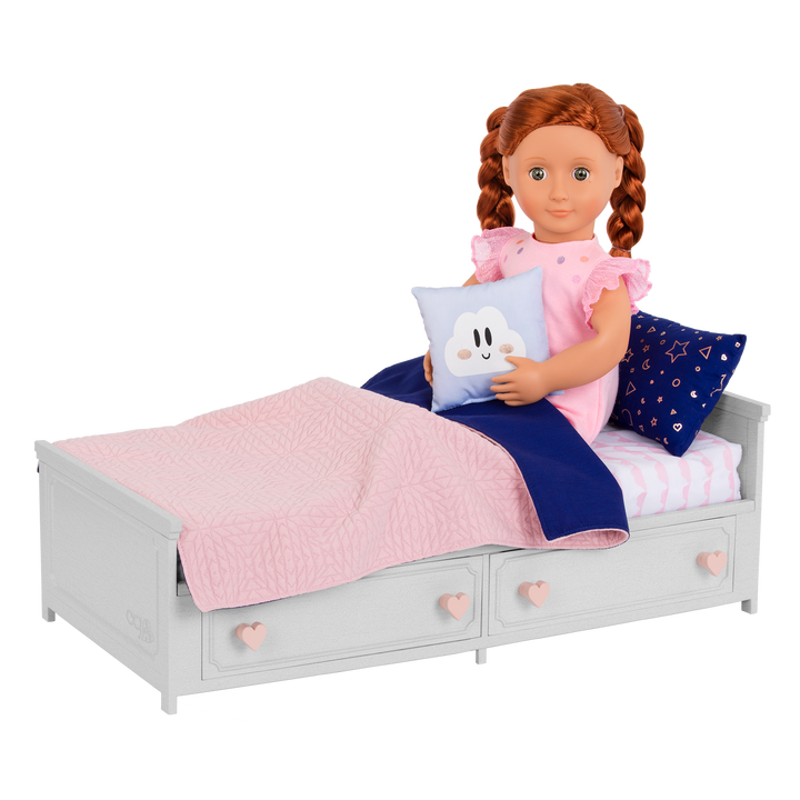 Starry Slumbers - Grey Platform Bed for 46cm Dolls - Doll Furniture - Furniture for Dollhouses - Our Generation