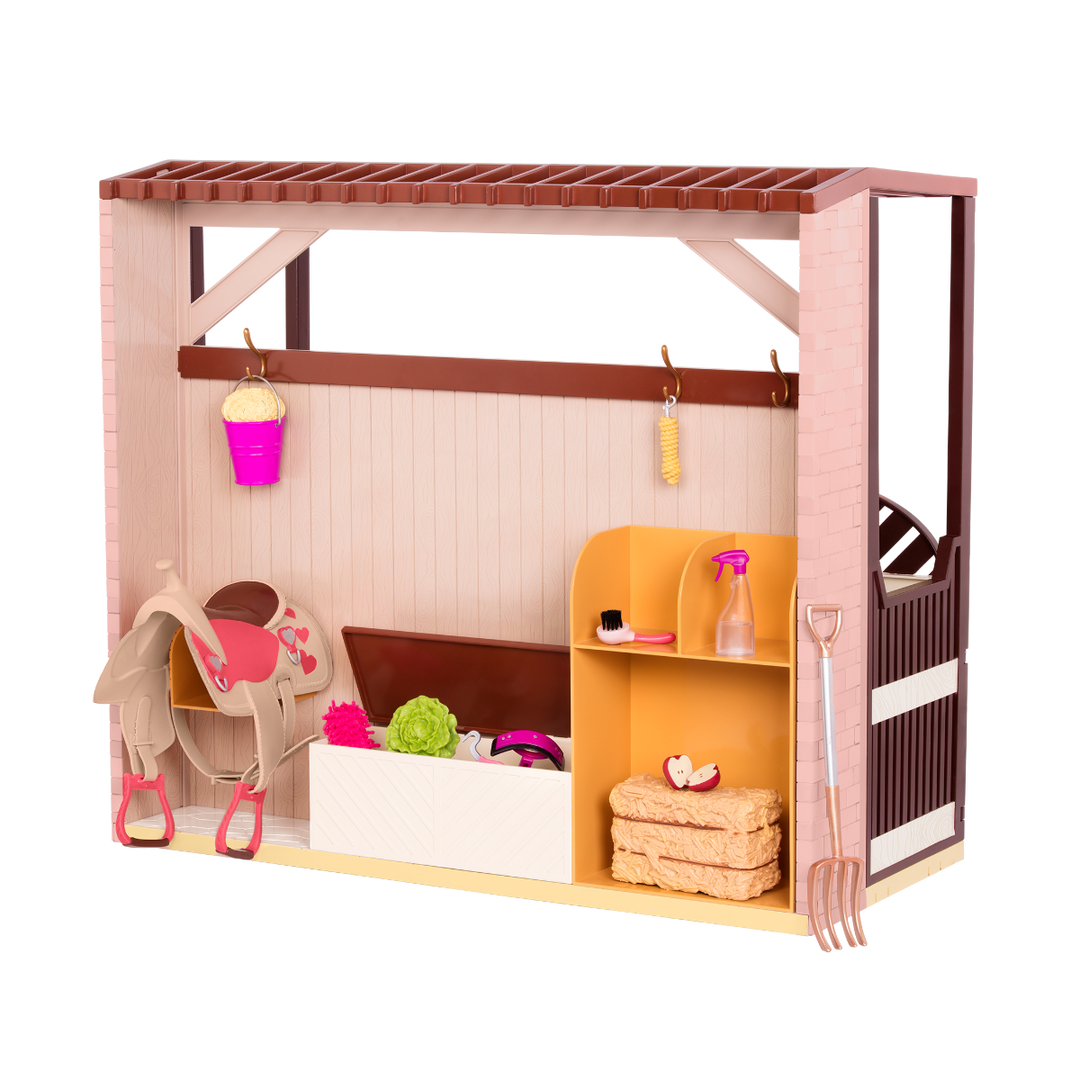 Acres of Adventure - Horse Barn for 46cm Dolls - OG Stable for Horses - Brown Barn with Equestrian Accessories - Our Generation 