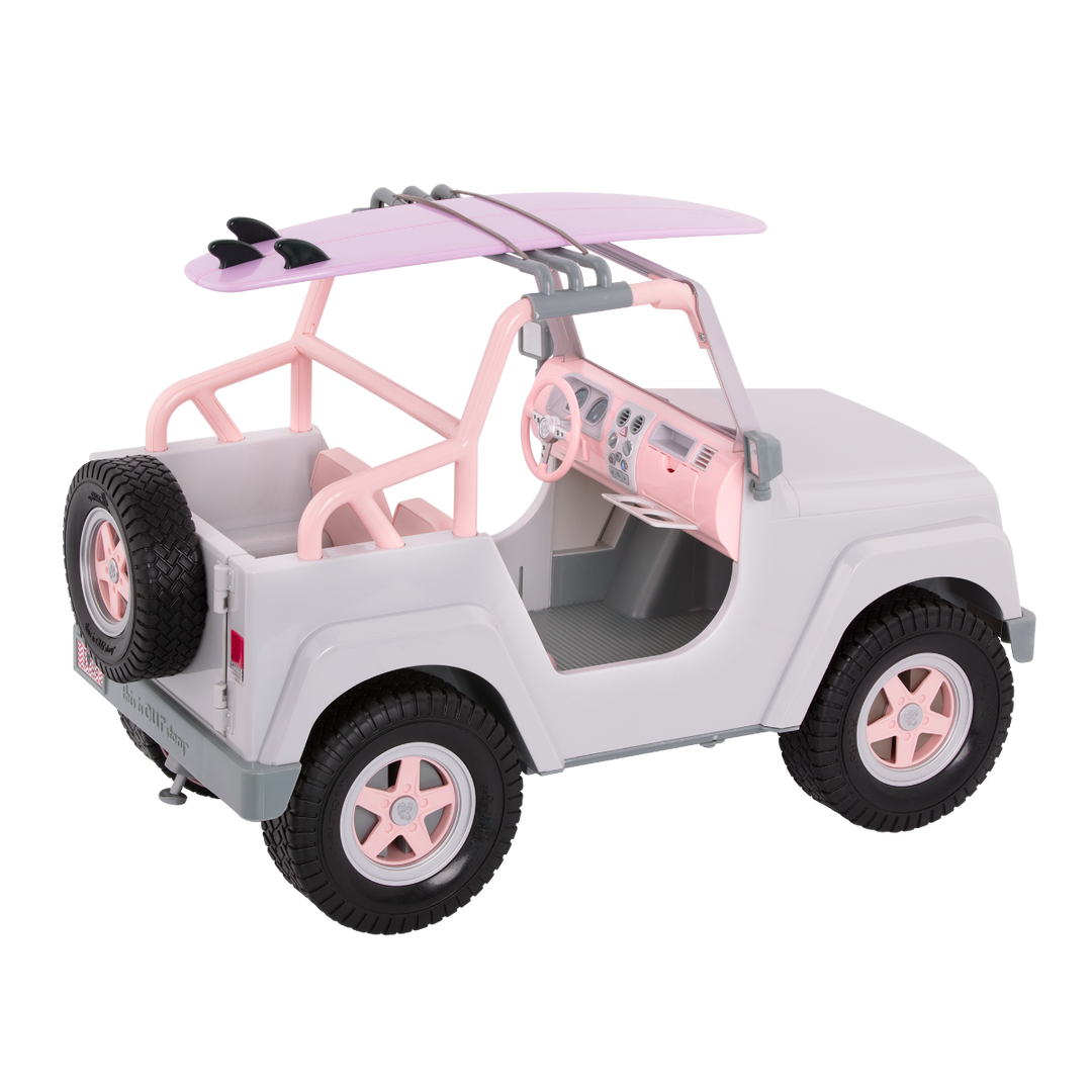 OG Off Roader - Doll 4x4 Car in Grey & Pink - Doll Vehicle with Surfboard - Toy Car with Bluetooth & Sounds - Doll Accessories - Our Generation UK