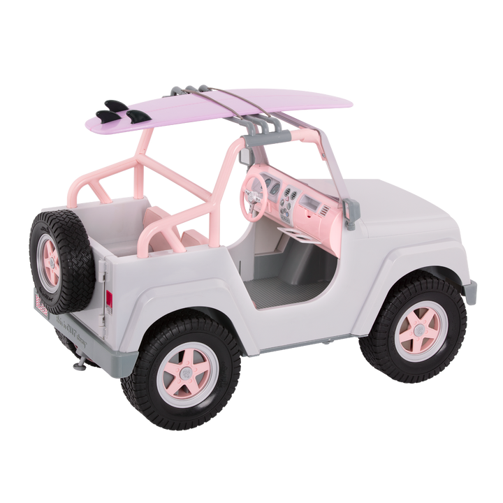 OG Off Roader - Doll 4x4 Car in Grey & Pink - Doll Vehicle with Surfboard - Toy Car with Bluetooth & Sounds - Doll Accessories - Our Generation UK