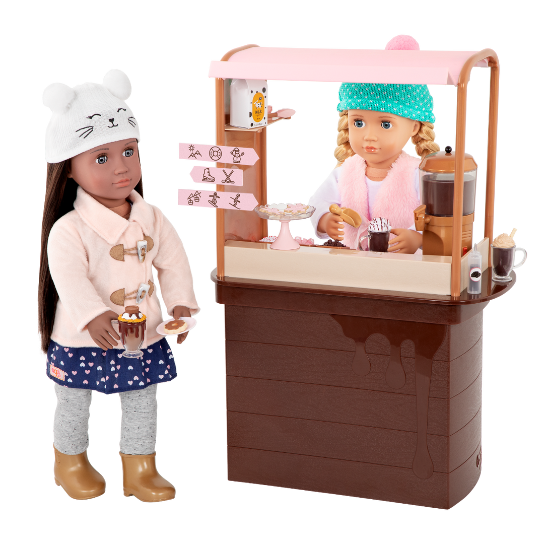 Choco-Tastic Stand - Hot Chocolate Stand Playset for 46cm Dolls - Food & Drink Accessories - Winter Playset for Dolls - Our Generation UK