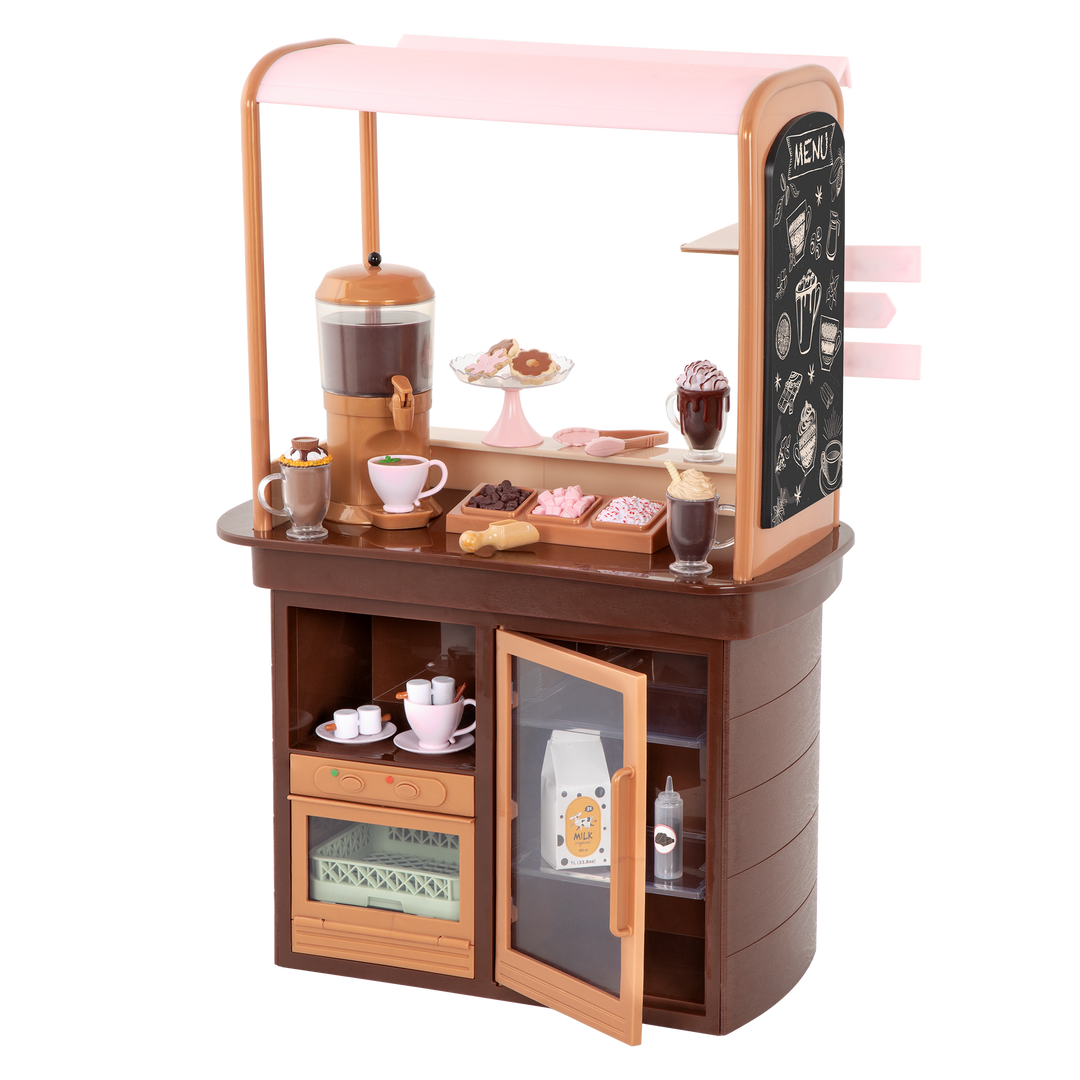 Choco-Tastic Stand - Hot Chocolate Stand Playset for 46cm Dolls - Food & Drink Accessories - Winter Playset for Dolls - Our Generation UK