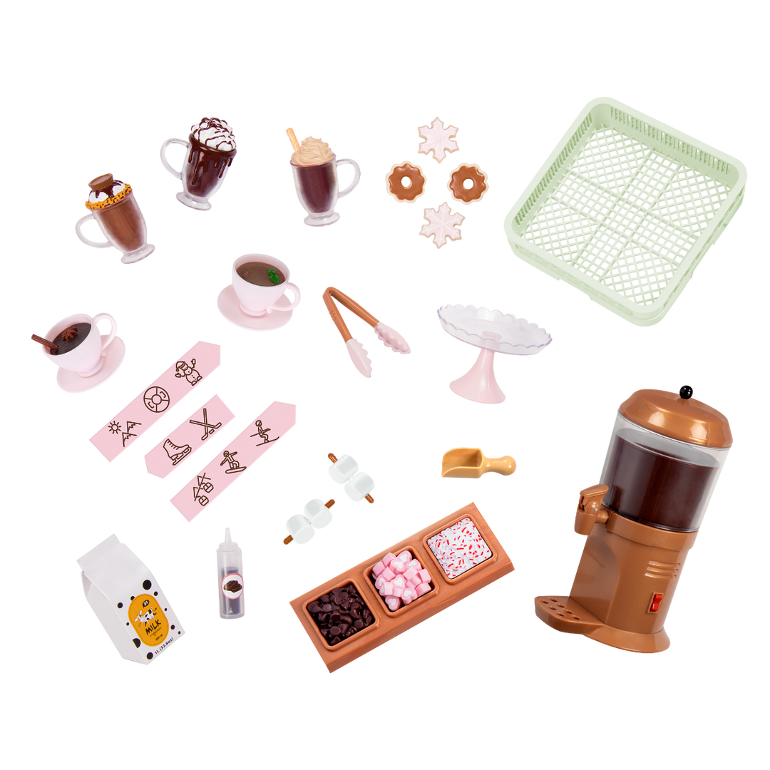 Choco-Tastic Stand - Hot Chocolate Stand Playset for 46cm Dolls - Food & Drink Accessories - Winter Playset for Dolls - Our Generation UK