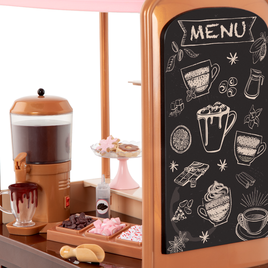 Choco-Tastic Stand - Hot Chocolate Stand Playset for 46cm Dolls - Food & Drink Accessories - Winter Playset for Dolls - Our Generation UK