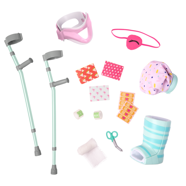 Recovery Ready - Medical Accessories for Dolls - Leg Cast, Crutches, Plaster & First Aid - Doll Accessory Playset - Our Generation UK