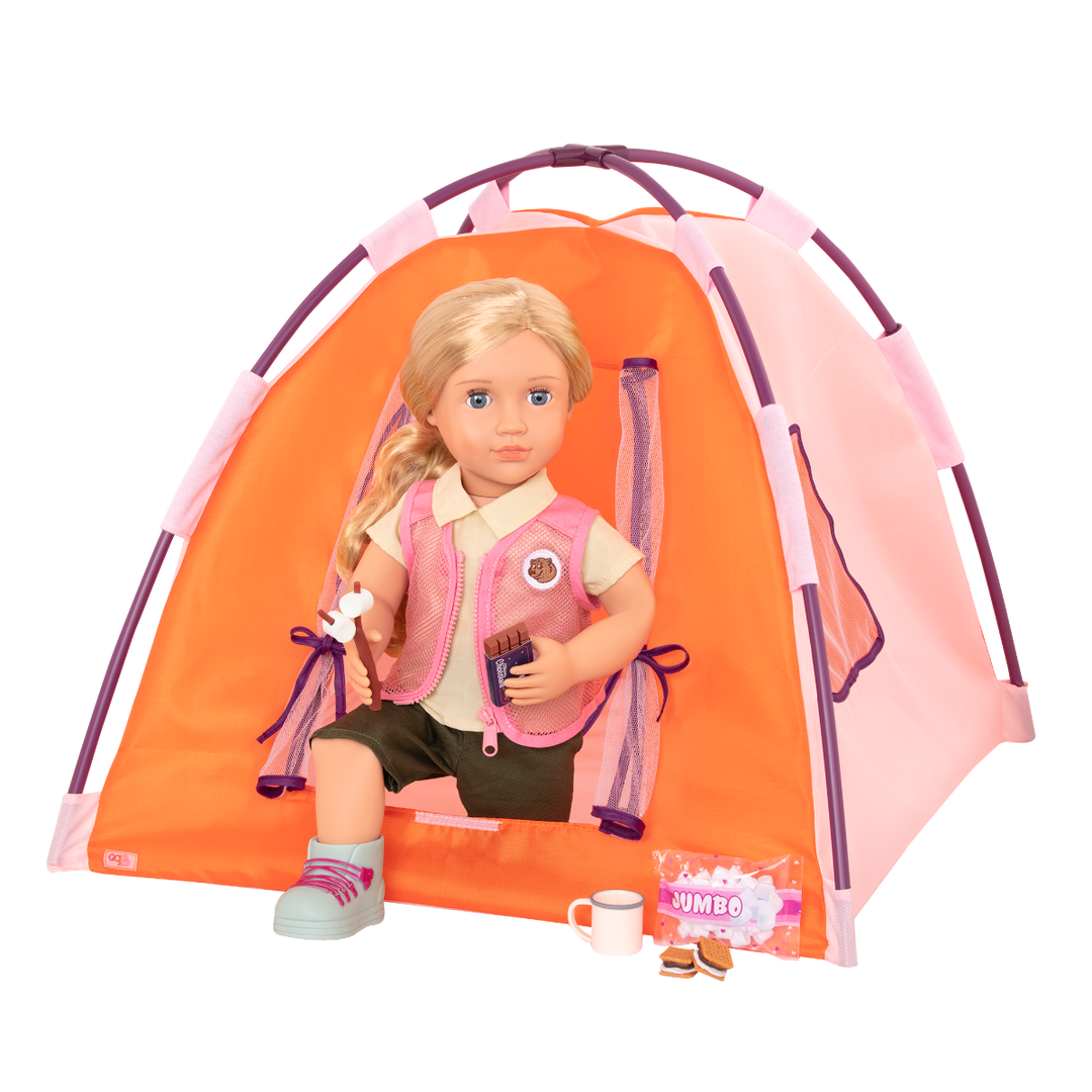 All Night Campsite - Orange & Purple Tent for Dolls - Camping Accessories for 46cm Dolls - Our Generation UK