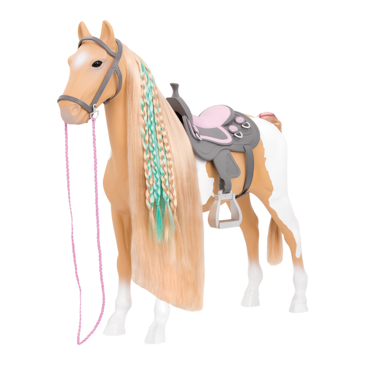 Palomino Paint Horse - 50cm Horse for OG Dolls - Horse with Hair-Styling Accessories & Booklet - Equestrian - Our Generation UK