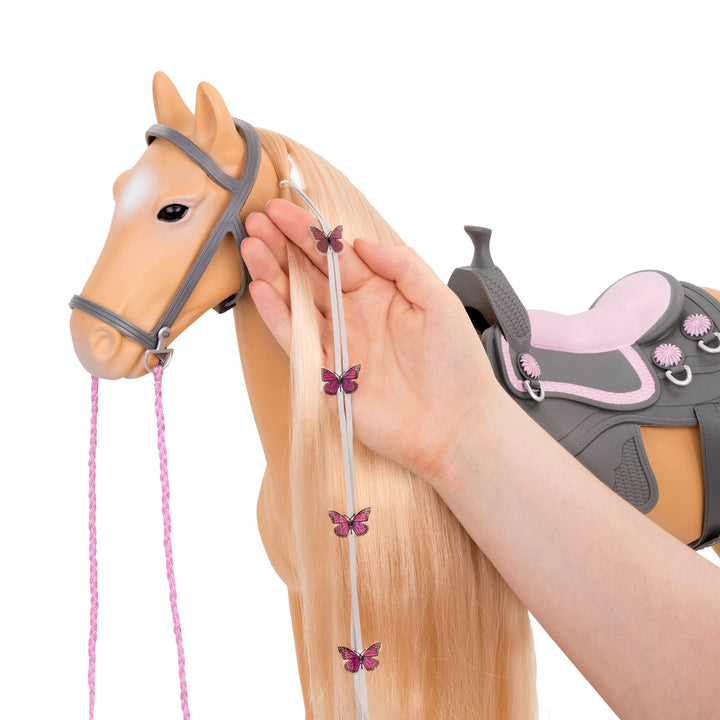 Palomino Paint Horse - 50cm Horse for OG Dolls - Horse with Hair-Styling Accessories & Booklet - Equestrian - Our Generation UK